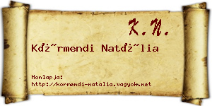 Körmendi Natália névjegykártya
