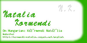 natalia kormendi business card